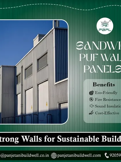 Strong walls for sustainable builds. Our sandwich PUF wall panels offer numerous benefits, including being eco-friendly, fire-resistant, and cost-effective, all while providing excellent sound insulation.