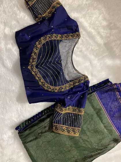 Tired of ordinary? Discover extraordinary with our custom blouses. This one has a sheer panel on the back for a modern touch.
