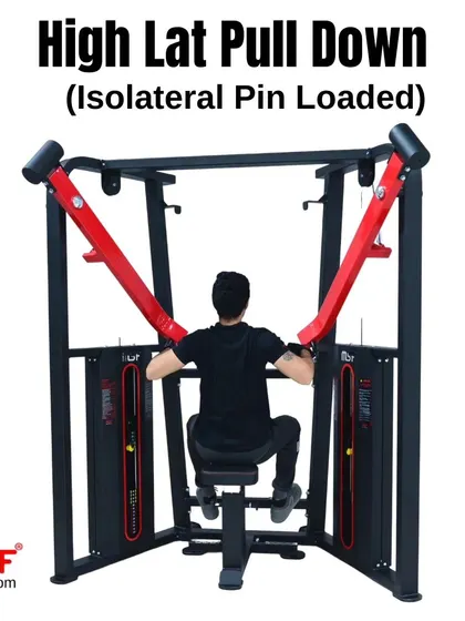 A rear view of a user performing a standard lat pulldown.