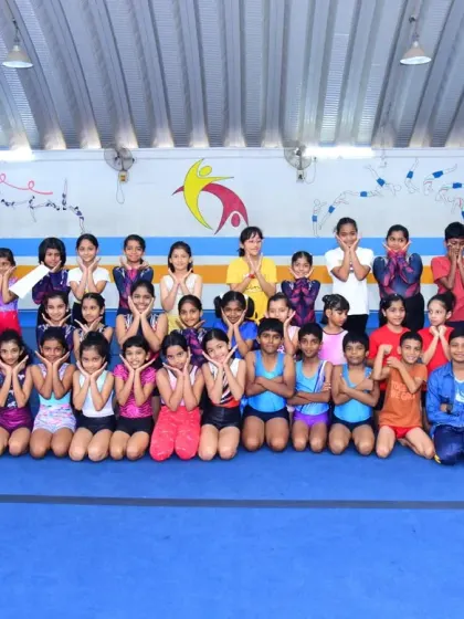 The heart of our academy. A huge group of our young gymnasts sharing a fun moment together. We are more than a gym; we are the Elite Squad family.