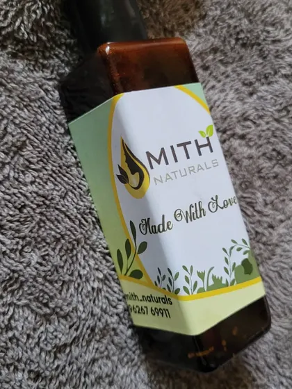 A bottle of my Acne Facewash, ready for a customer in Chennai. I make this to help with acne removal and provide a gentle remedy for breakouts, using only homemade, natural ingredients.