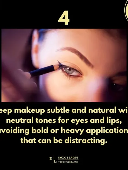 In a professional setting, subtle and natural makeup is always a safe bet. I advise focusing on neutral tones for eyes and lips to enhance your features without being distracting.