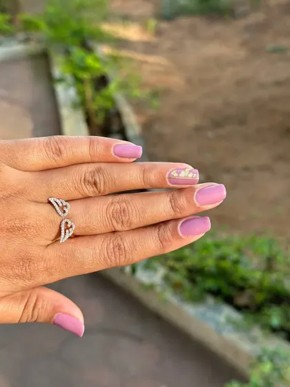 Summer special nails with gold foil detailing. The simple pink base really makes the gold pop.