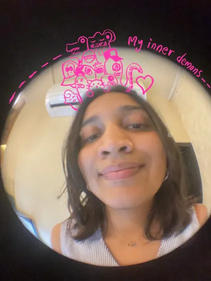 My inner demons, doodled inside a fisheye selfie. A fun, creative way to express a mood.