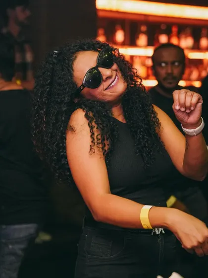 Dancing with style and a huge smile.