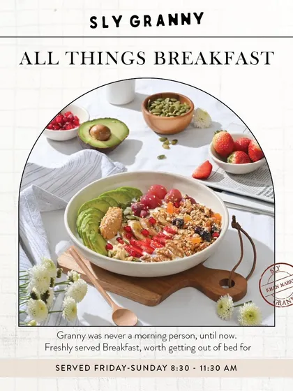 My "All Things Breakfast" menu is available on weekends too, for those who like to start their days slow and delicious.