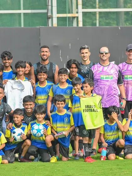 A memorable group photo of our young players with the entire NorthEast United FC squad and coaching staff. This is one of the unique experiences that our partnership offers, inspiring the next generation of footballers.