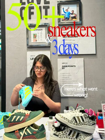 This was me in my element at a live sneaker customization event for Adidas. In just three days, I hand-painted over 50 pairs of sneakers, creating a massive buzz and giving customers a one-of-a-kind product to take home.