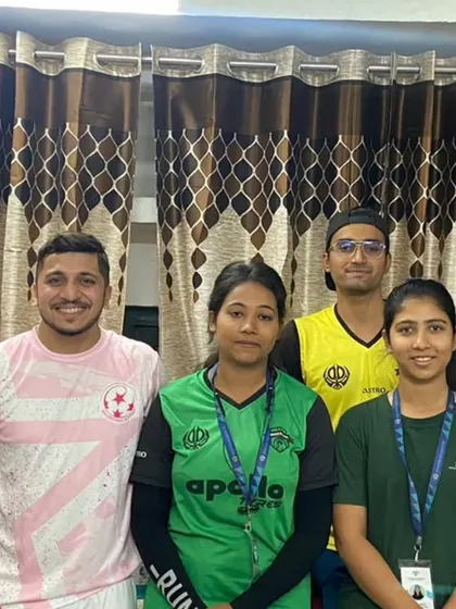Our coaches meeting with the staff at Minerva Punjab FC. Building these relationships is key to providing pathways for our talented players.