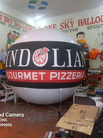 For restaurants and food businesses, a branded sky balloon is a great landmark. I made this one for 'Indolian Gourmet Pizzeria' to help customers find their location easily.
