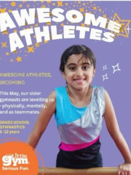 Awesome athletes in the making. This May, our older gymnasts are leveling up physically, mentally, and as teammates in our grade school gymnastics program.