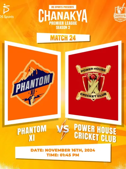 Fixture announcement for Phantom XI vs Power House Cricket Club in the CPL.