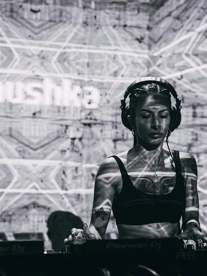 A black and white shot from my performance at Bass Camp Festival. The projections and visuals added another layer to the bass-heavy set.