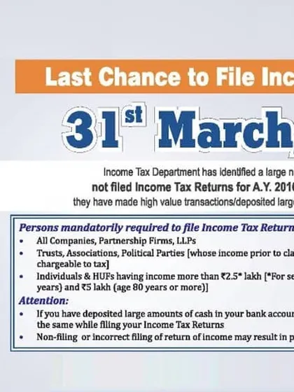 This is a final reminder for taxpayers who have not yet filed their returns for previous assessment years. We ensure you meet the absolute deadline of March 31st to avoid being flagged for non-compliance.
