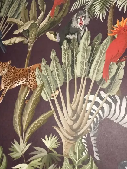 A high-quality detail shot of the jungle wallpaper's animals.