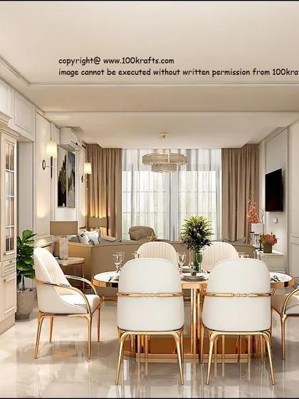 When the food is good, but the vibes are even better. This elegant dining room, with its white and gold chairs and classic cabinetry, is designed to make family dinners feel like a five-star event.