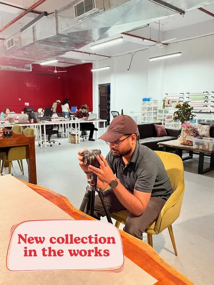 Our photographer setting up for a shoot of our new collection. A lot of work goes into creating the beautiful images you see on our website.