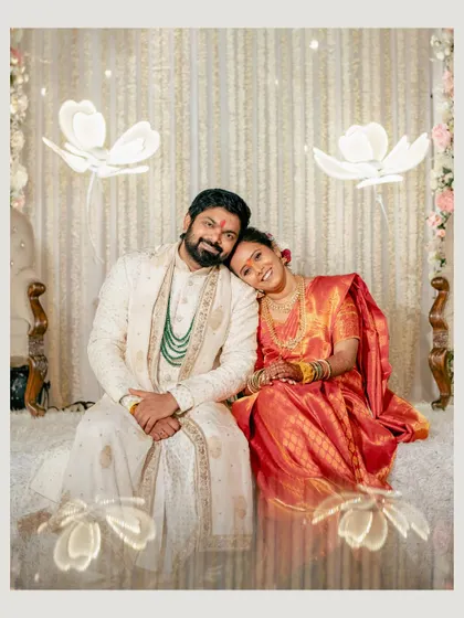 A cozy and intimate portrait of the couple, resting their heads together after their wedding ceremony.