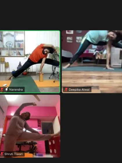 Even online, we build a strong sense of community. This screenshot captures students from different places practicing together, united by their love for yoga.