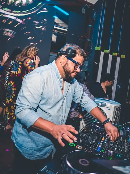 A shot of me working the mixer at a packed Flo Churchstreet.