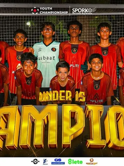 The U15 squad celebrating their championship win at the Youth Championship 2024. A result of their hard work and dedication throughout the tournament.