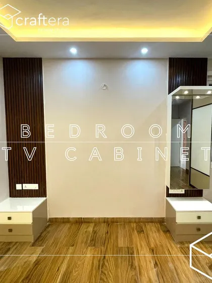 These images showcase various bedroom designs, including design tip videos, different bed types, 3D renders, work-in-progress shots, and finished rooms with custom TV cabinets and wardrobes. They demonstrate the range of styles and solutions I offer.