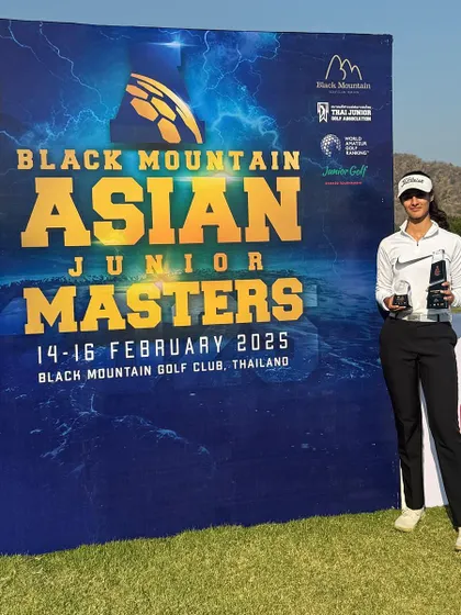 Lavanya Gupta with her trophies after securing the 2nd Runner-up position at the Asian Junior Masters at Black Mountain, Thailand.