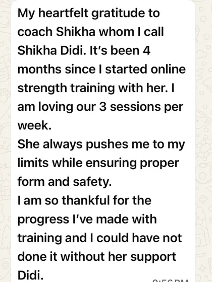 "She always pushes me to my limits while ensuring proper form and safety." This feedback from a client is what my coaching is all about. It's not just about the workout; it's about the support and guidance to help you succeed.