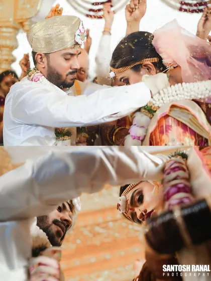 A collage capturing the intensity and emotion of the wedding rituals from different angles.