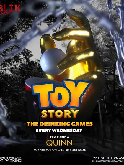 A dark, chain themed poster for my "Toy Story" Wednesday residency.