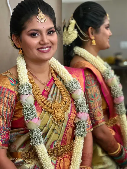 A dual-angle shot showing the makeup from the front and side. This demonstrates how the look is flattering from all perspectives.
