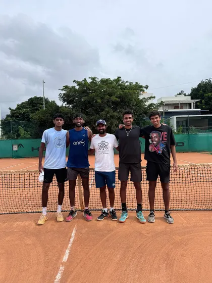 The team after an amazing week of training with pros Adil Kalyanpur and Rishi Reddy. We are wishing them the best of luck as they head to an ITF tournament in Congo.