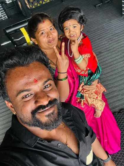 My happiness. A family selfie in the gym with my wife and daughter. This is what I work for.