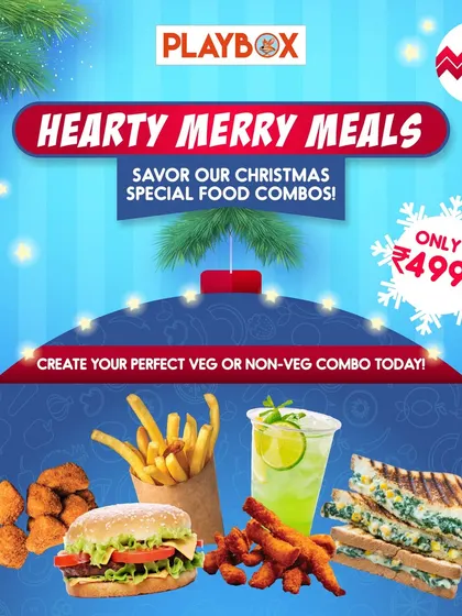 Our special "Hearty Merry Meals" for the Christmas season. We offer festive food combos to celebrate the holidays.
