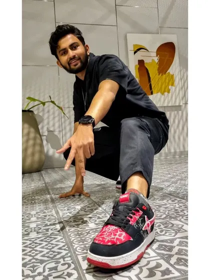 Showing off some cool shoes. Style and adventure can go hand in hand.