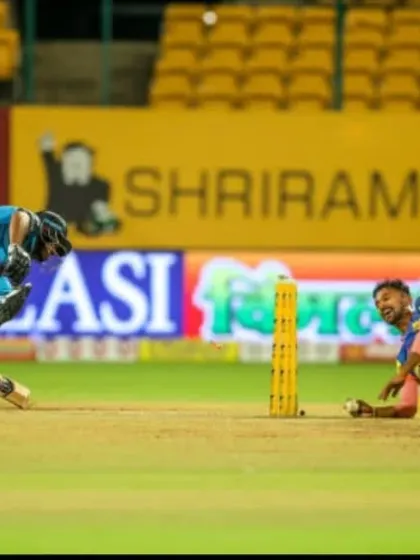 An incredible display of athleticism from Aditya Mani with a run-out during a high-stakes KPL match. Our training emphasizes all-round fielding skills, not just batting and bowling.