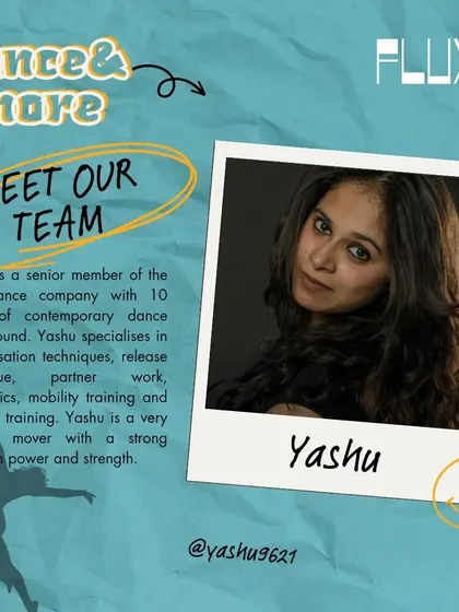 Meet Yashu, a senior member of our dance company. She specializes in improvisation, release technique, and partner work with a focus on power and strength.