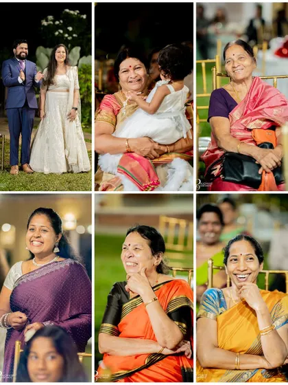 A collage of pure joy, capturing the smiling faces of guests and family members of all ages.