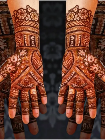 A beautiful and intricate design with lotus and floral motifs, perfect for a bride or for any grand celebration.