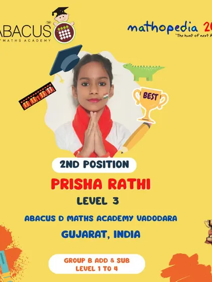 Prisha Rathi from Vadodara, Gujarat, securing 2nd Position.