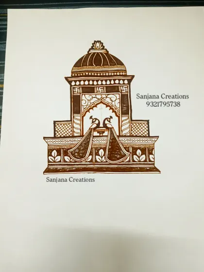 The completed bridal startup design on paper. This is a great way to practice symmetry and detail before working on skin.