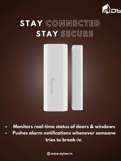 A closer look at our smart contact sensor. This device monitors doors and windows and pushes alarm notifications to your phone at any sign of a break-in.