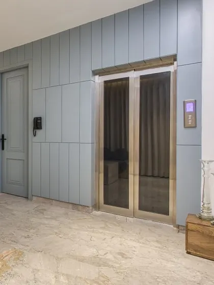 A detail of the elevator and door paneling in the Kedia's Residence. I believe in carrying the design language through every element, ensuring a cohesive and polished finish.