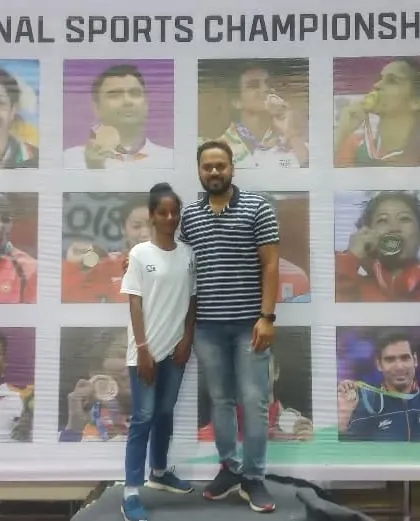 Anjali Kushwaha standing proud after winning a Bronze Medal at the National Taekwondo Championship at IGI Stadium.