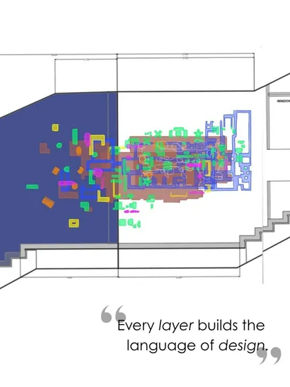 Another conceptual drawing from the 'Staircase Entry Project,' demonstrating how every layer builds the language of the design.