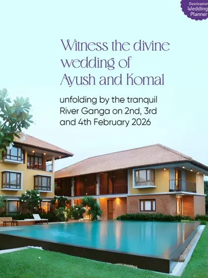 Witness the divine wedding of Ayush and Komal unfolding by the tranquil River Ganga.