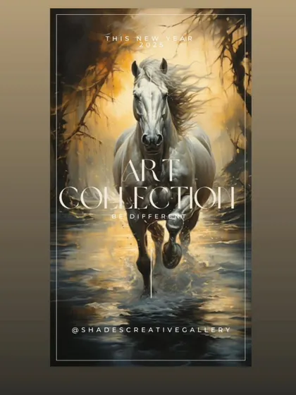 Our New Year art collection poster, featuring a powerful horse painting. We curate special collections for holidays and events, offering unique art for every occasion.