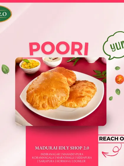 Puffed to perfection, our poori melts in your mouth. It's a breakfast favorite that we take pride in making just right.