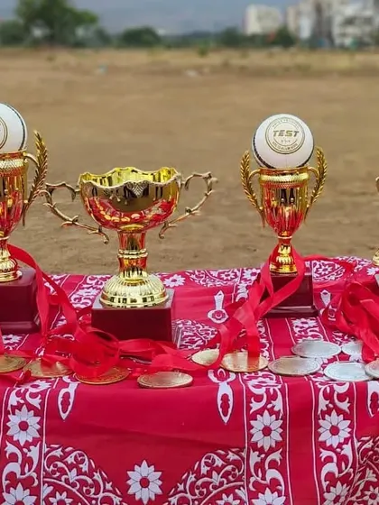 The rewards of hard work. A look at the trophies and medals ready for presentation at our anniversary match.