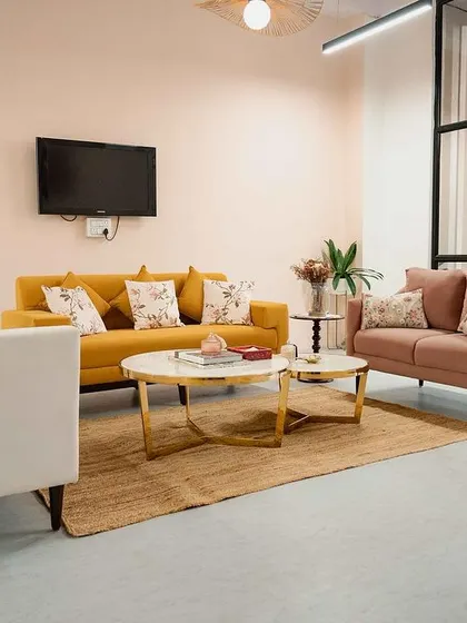 Another view of our comfortable and chic client lounge. We believe the environment we work in inspires creativity and connection.